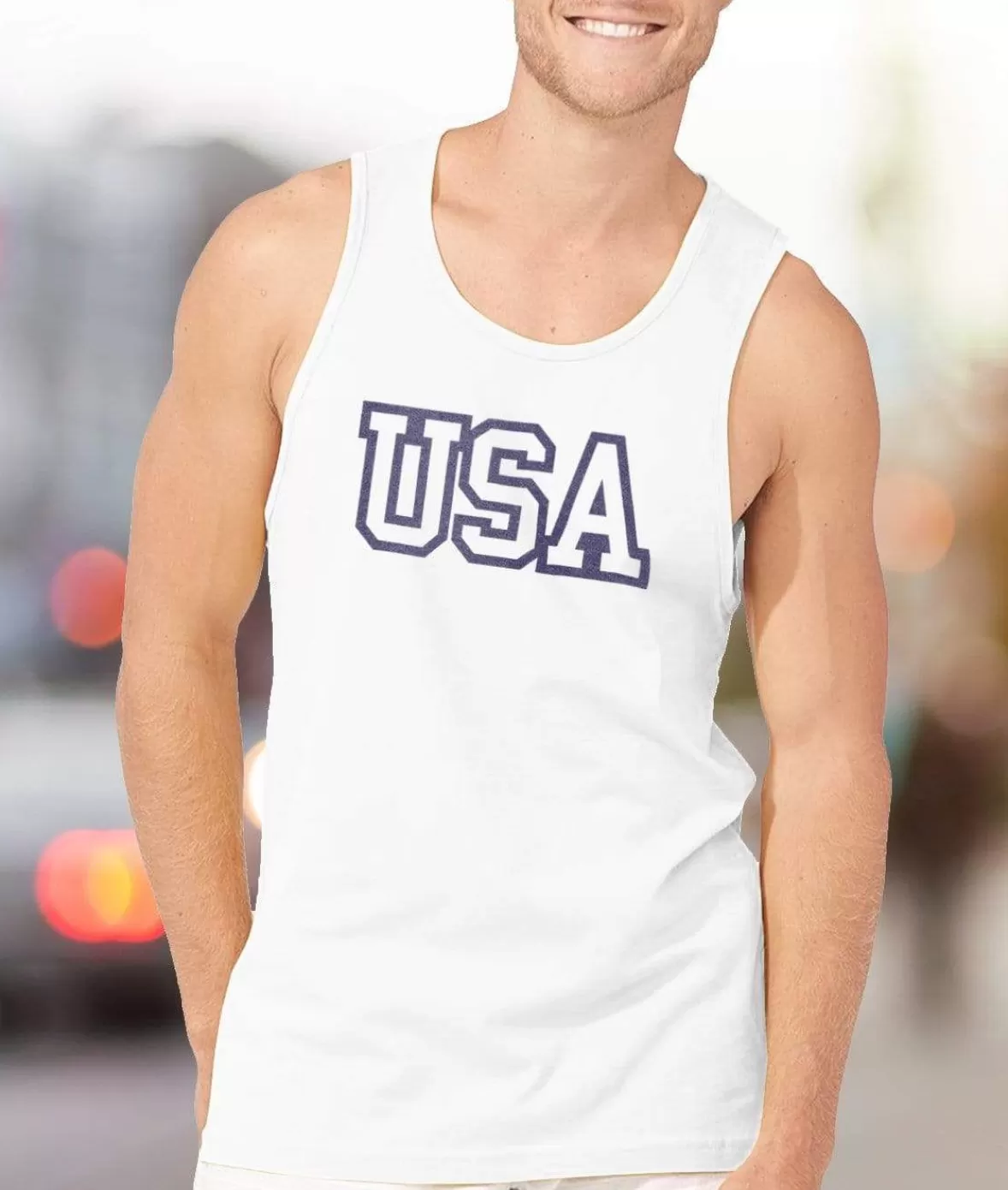 Ridiculously Soft Men'S Usa Text Tank | Nayked Apparel Store