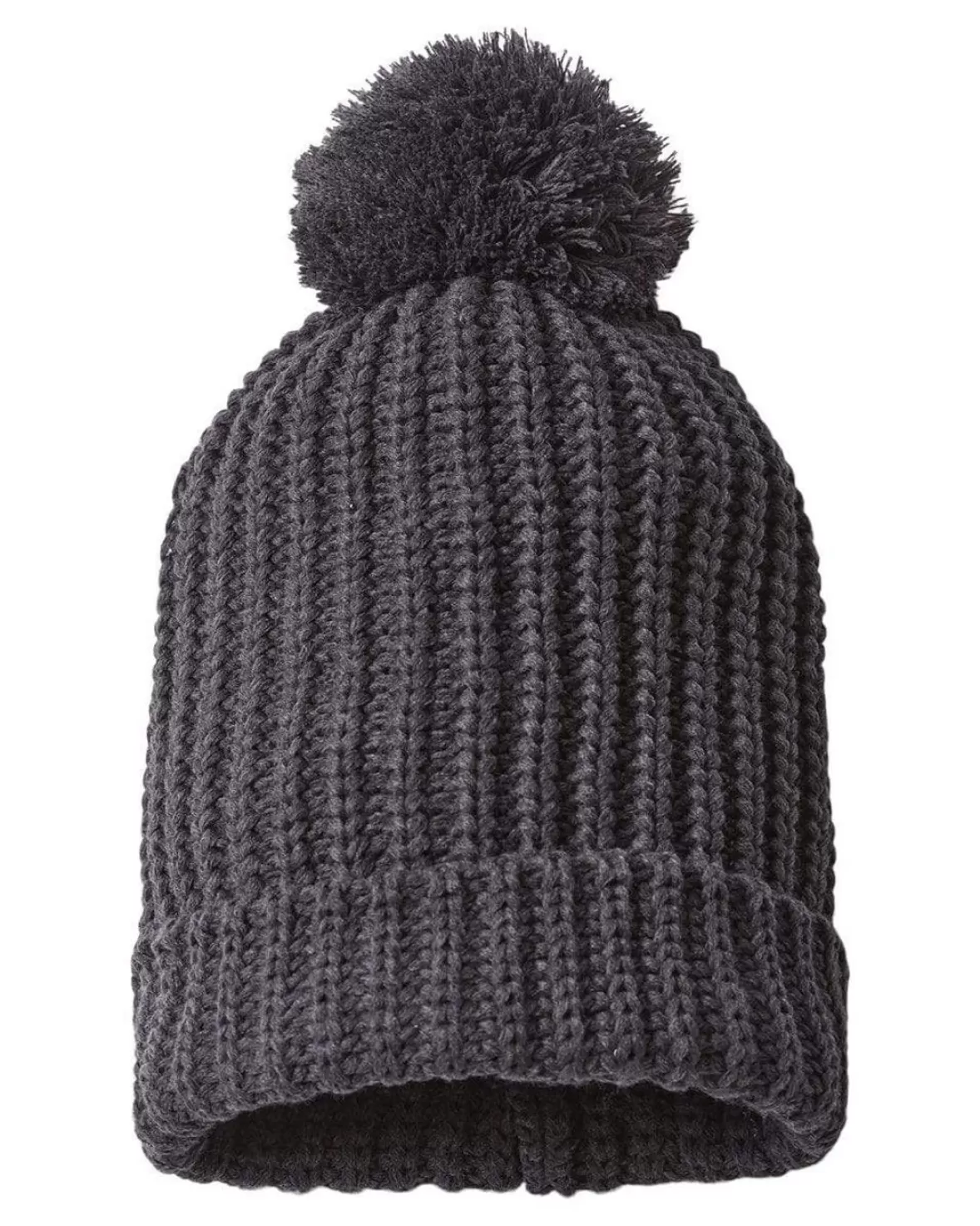 Soft Chunky Knit Two-Tone Hat With Pom Pom And Solid Color Beanie With Pom Pom And Cuff | Nayked Apparel Outlet