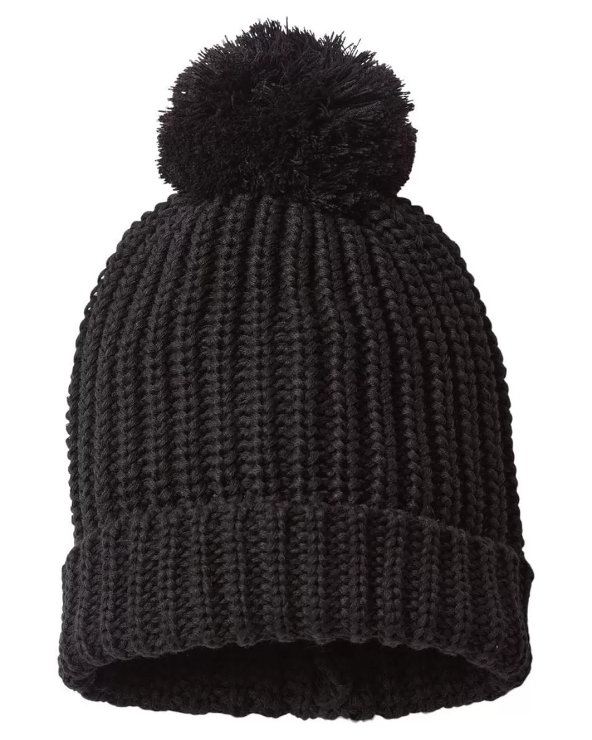 Soft Chunky Knit Two-Tone Hat With Pom Pom And Solid Color Beanie With Pom Pom And Cuff | Nayked Apparel Outlet