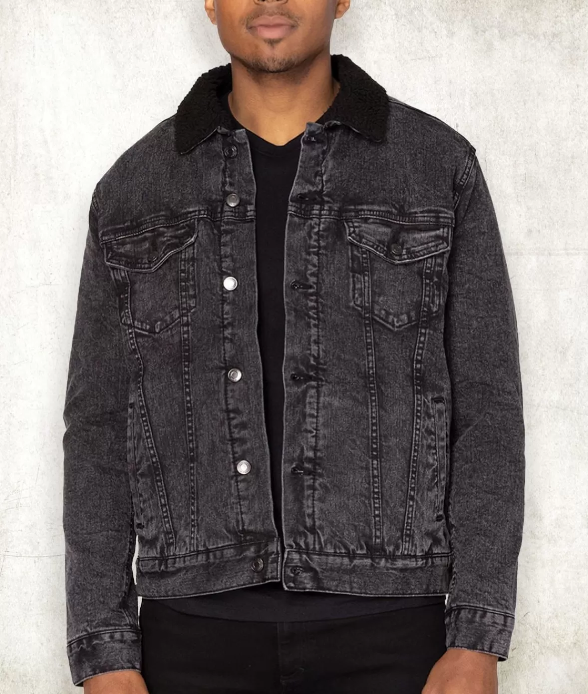 Unisex Soft Sherpa Lined Vintage Denim Jacket | Nayked Apparel Store