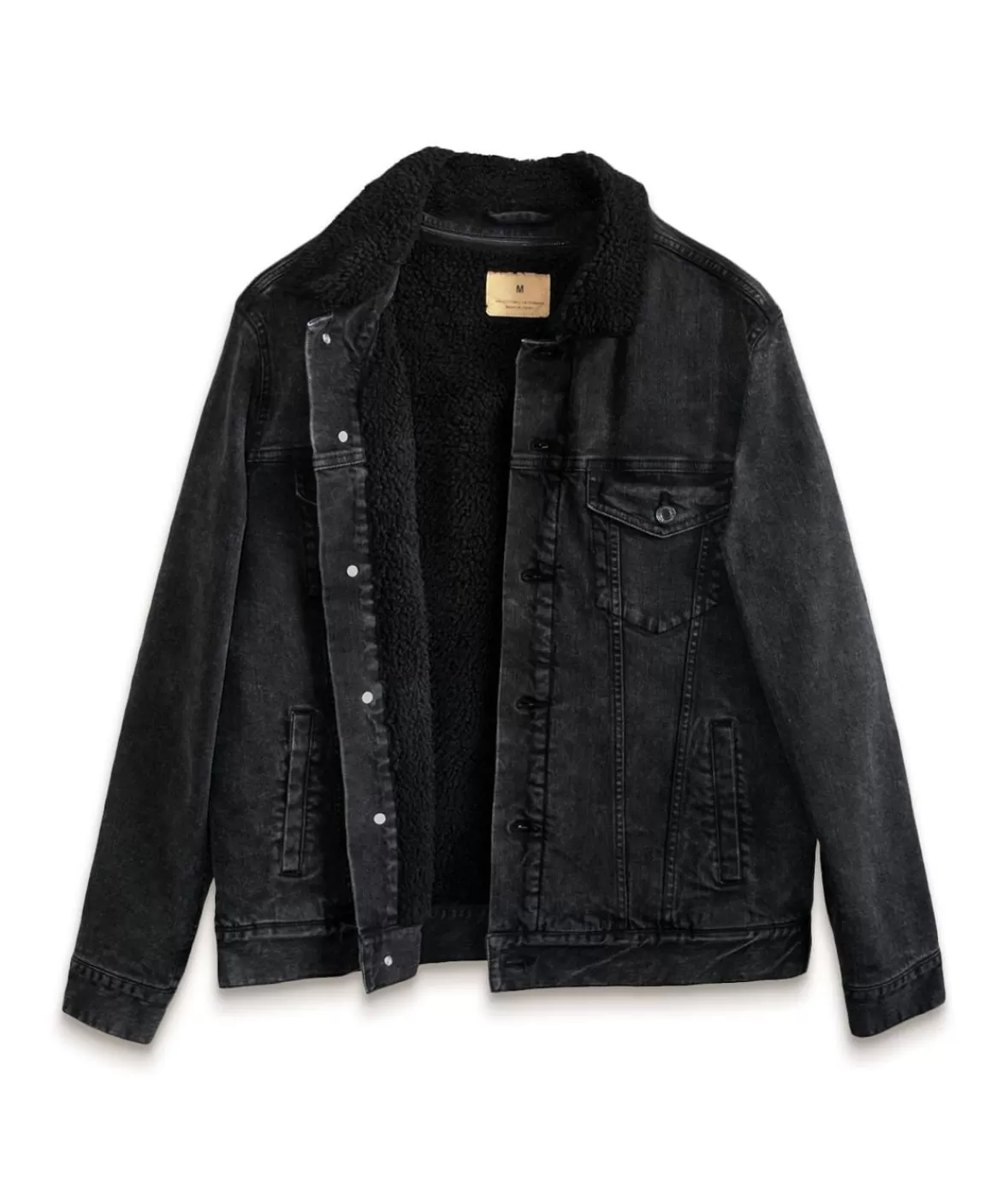 Unisex Soft Sherpa Lined Vintage Denim Jacket | Nayked Apparel Store