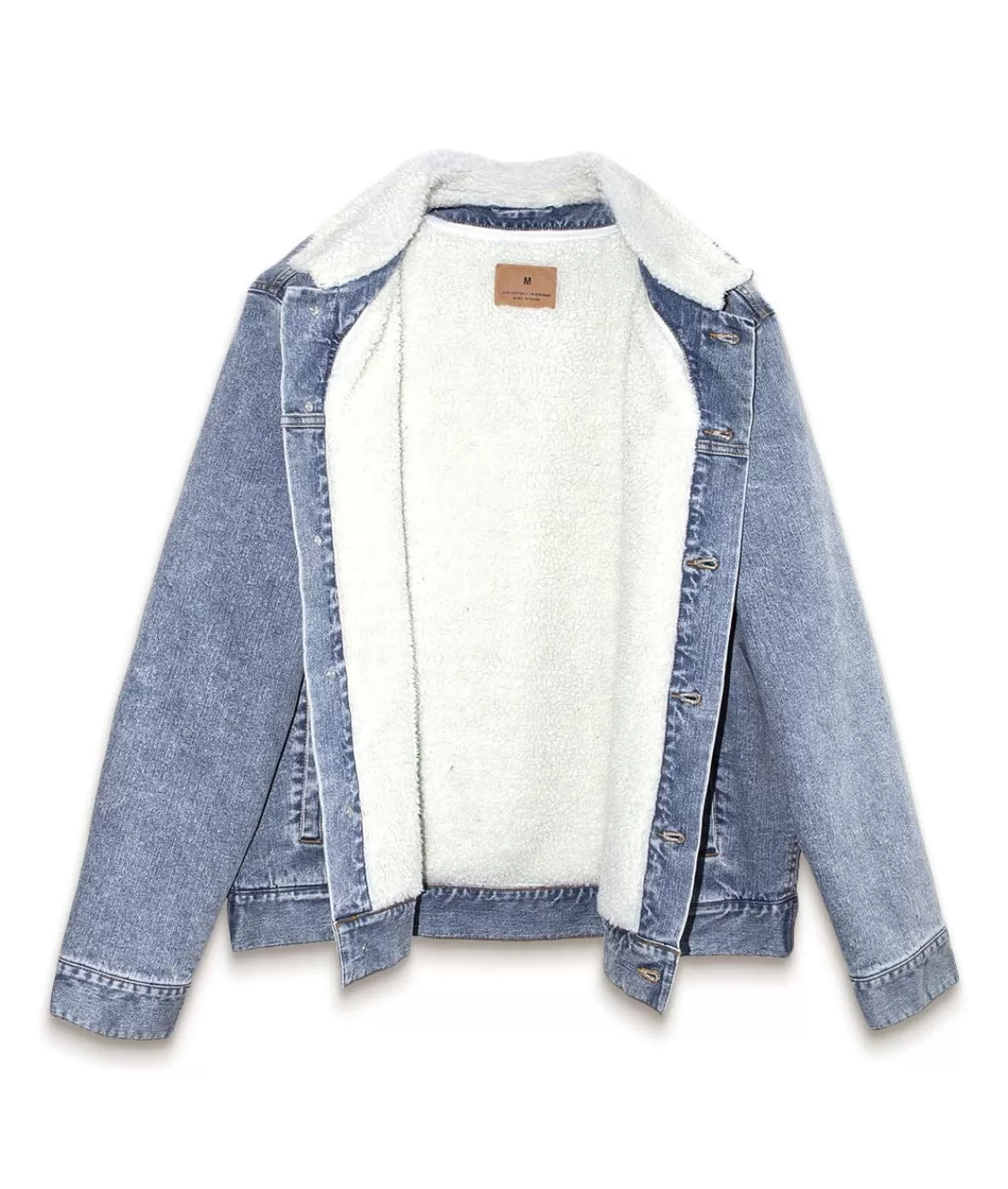 Unisex Soft Sherpa Lined Vintage Denim Jacket | Nayked Apparel Store