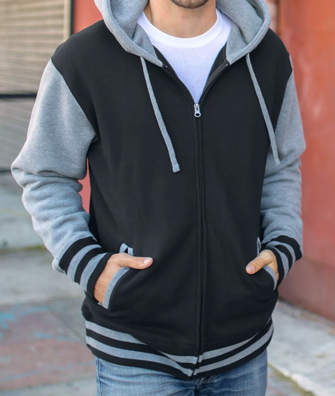 Varsity Full-Zip Hooded Fleece Jacket | Nayked Apparel New