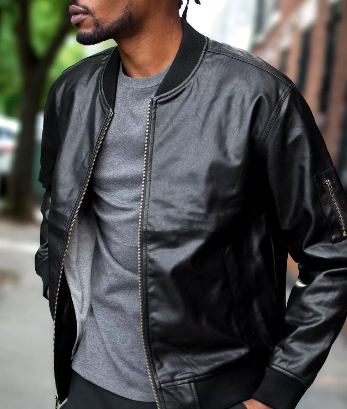 Vegan Leather Recycled Bomber Jacket | Nayked Apparel Best