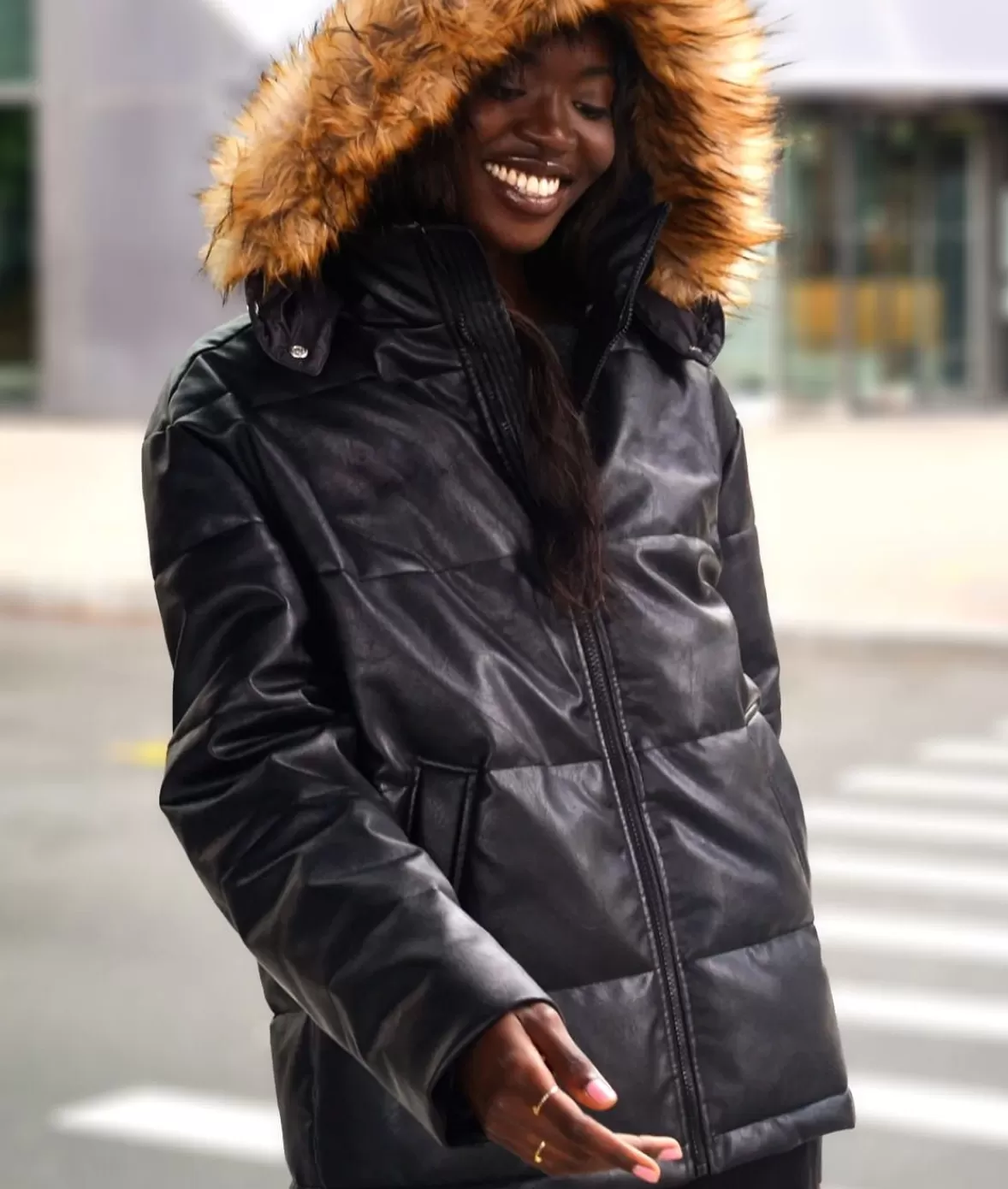 Vegan Leather Recycled Puffer Jacket | Nayked Apparel Cheap