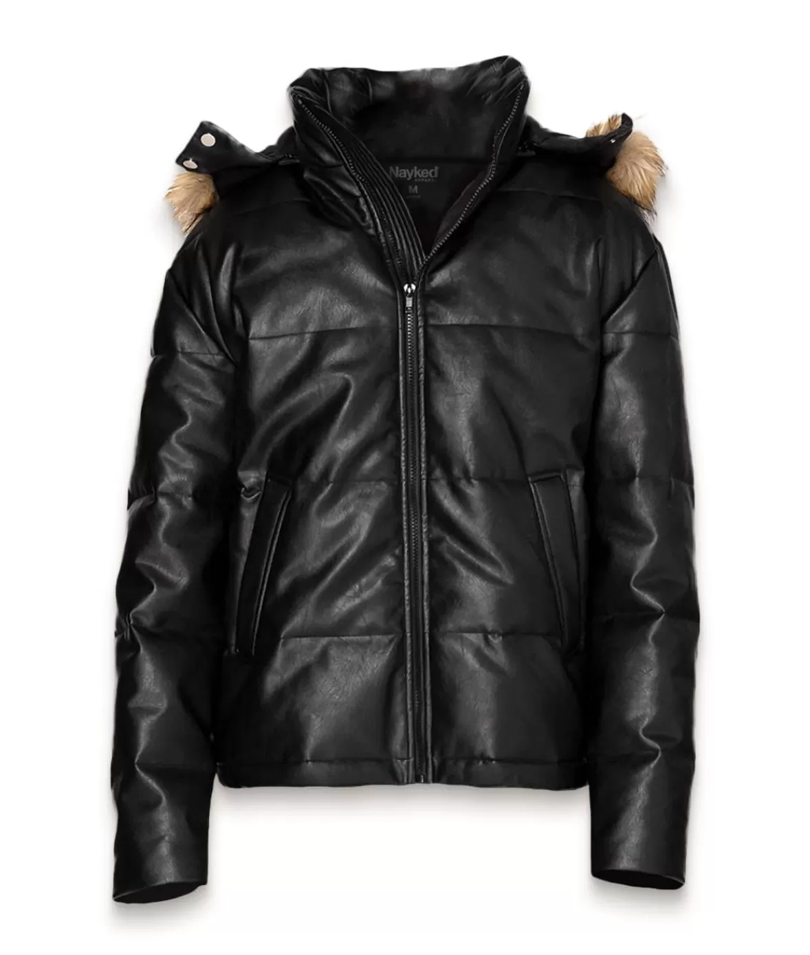 Vegan Leather Recycled Puffer Jacket | Nayked Apparel Cheap