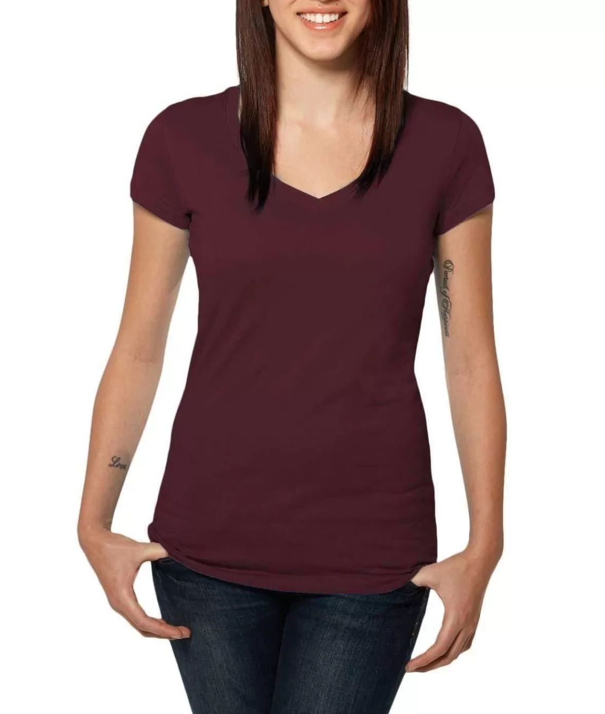 Women'S Ridiculously Soft 100% Cotton Fitted V-Neck T-Shirt | Nayked Apparel Online