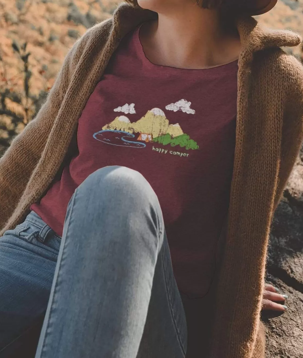 Women'S Ridiculously Soft 100% Cotton Graphic Tee | Happy Camper | Nayked Apparel Best Sale