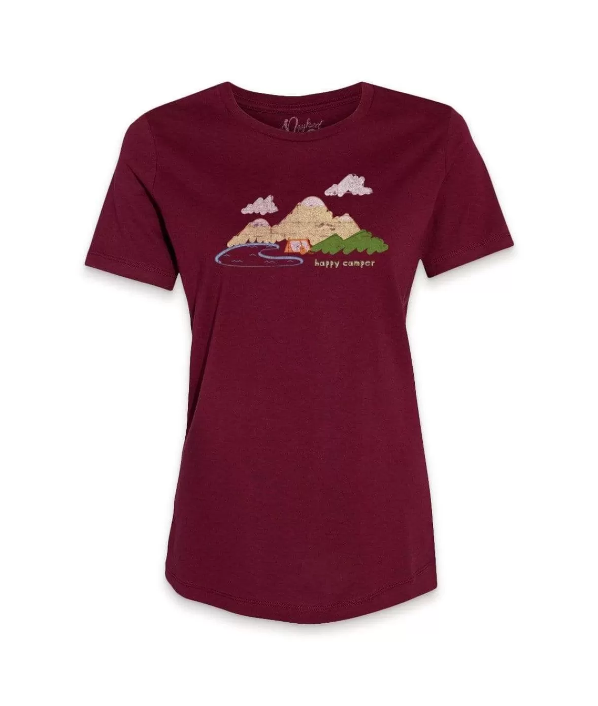 Women'S Ridiculously Soft 100% Cotton Graphic Tee | Happy Camper | Nayked Apparel Online