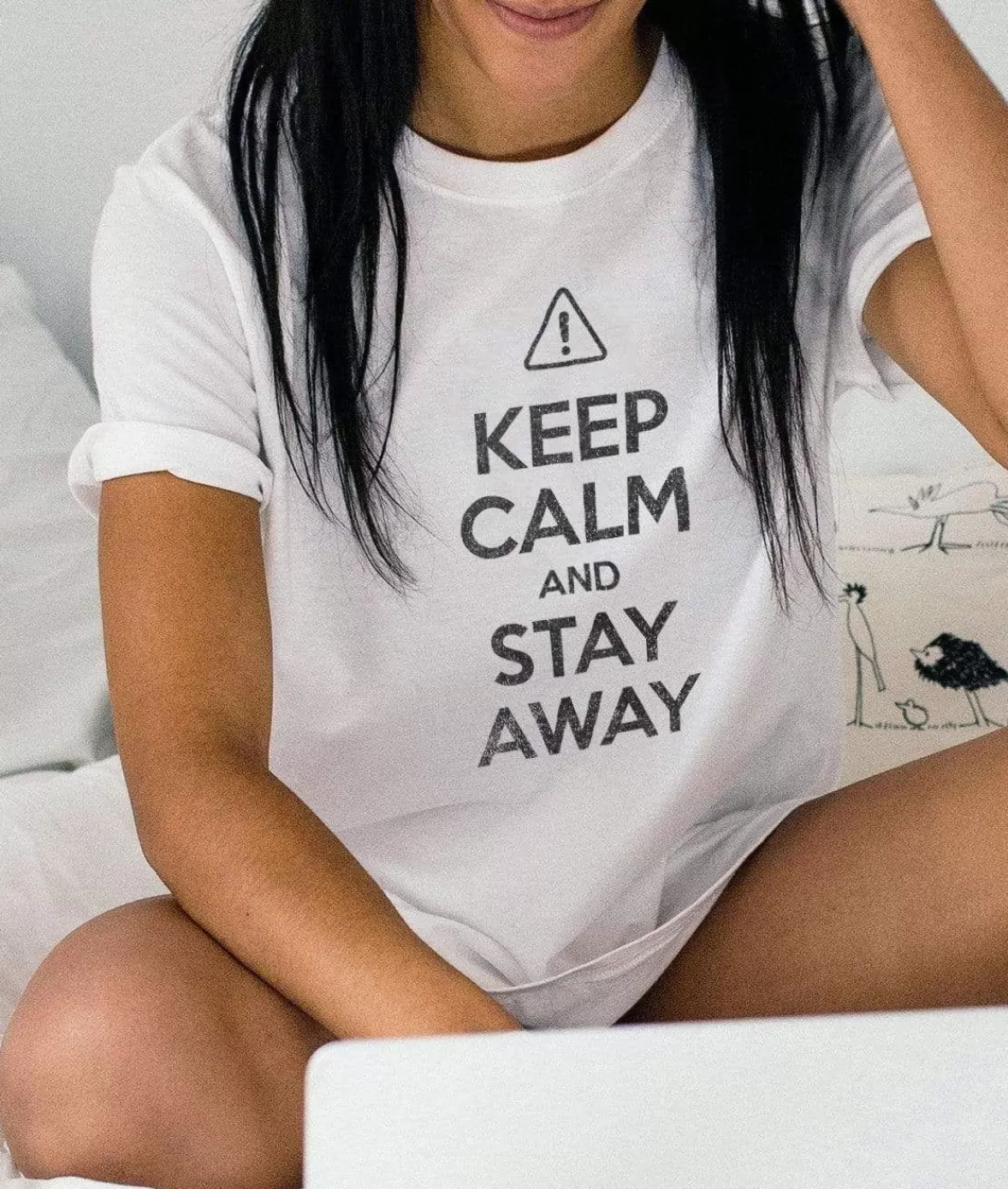 Women'S Ridiculously Soft 100% Cotton Graphic Tee | Keep Calm And Stay Away | Nayked Apparel Cheap