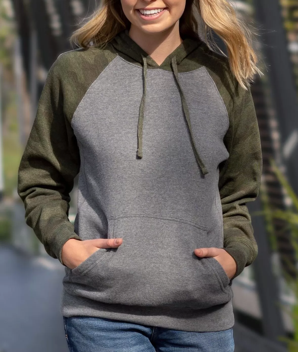Women'S Ridiculously Soft Boyfriend Raglan Colorblocked Hooded Sweatshirt | Nayked Apparel Store