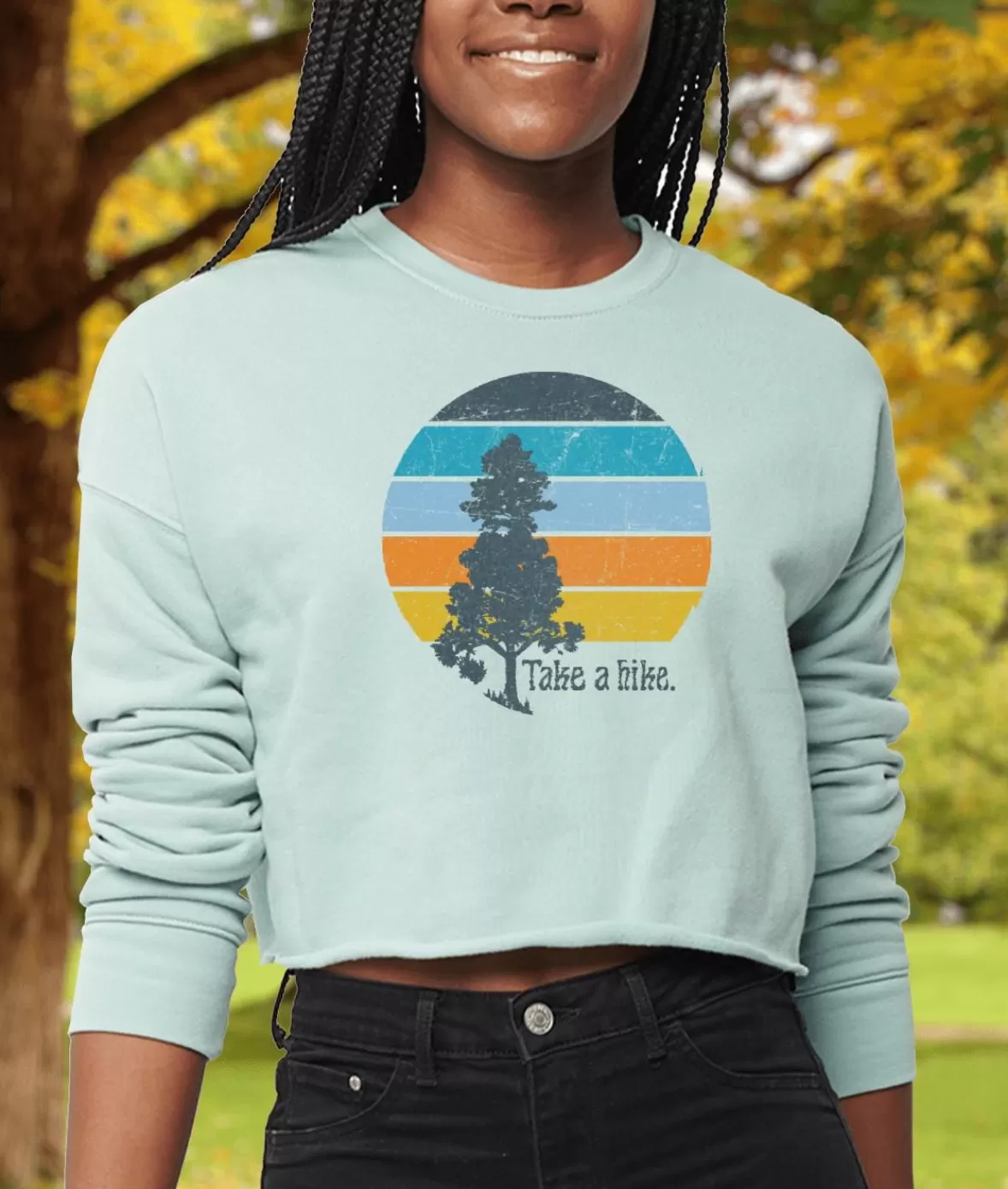 Women'S Ridiculously Soft Cropped Graphic Pullover Sweatshirt | Take A Hike | Nayked Apparel Outlet