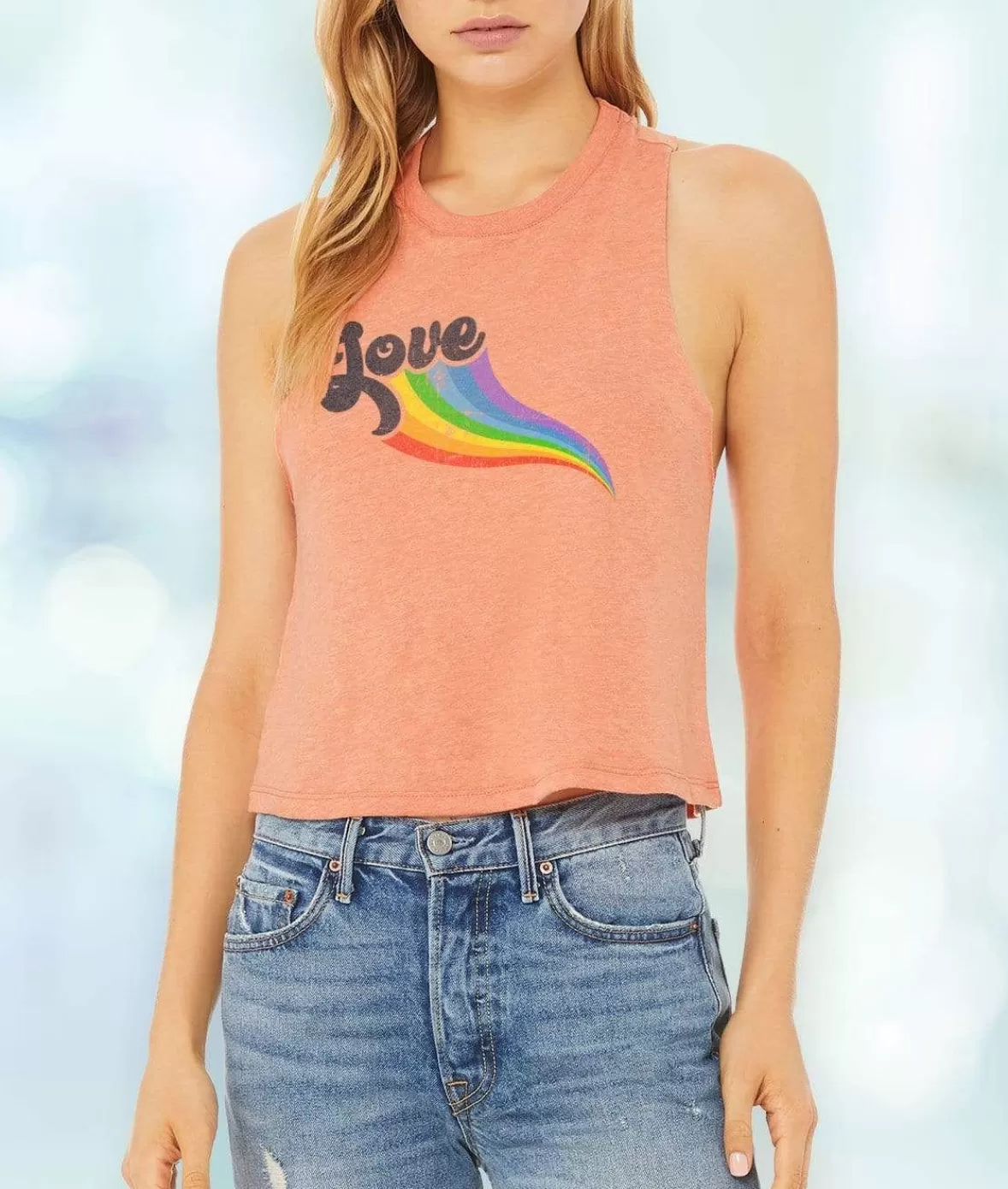 Women'S Ridiculously Soft Cropped Graphic Racerback Tank | Love | Nayked Apparel Cheap