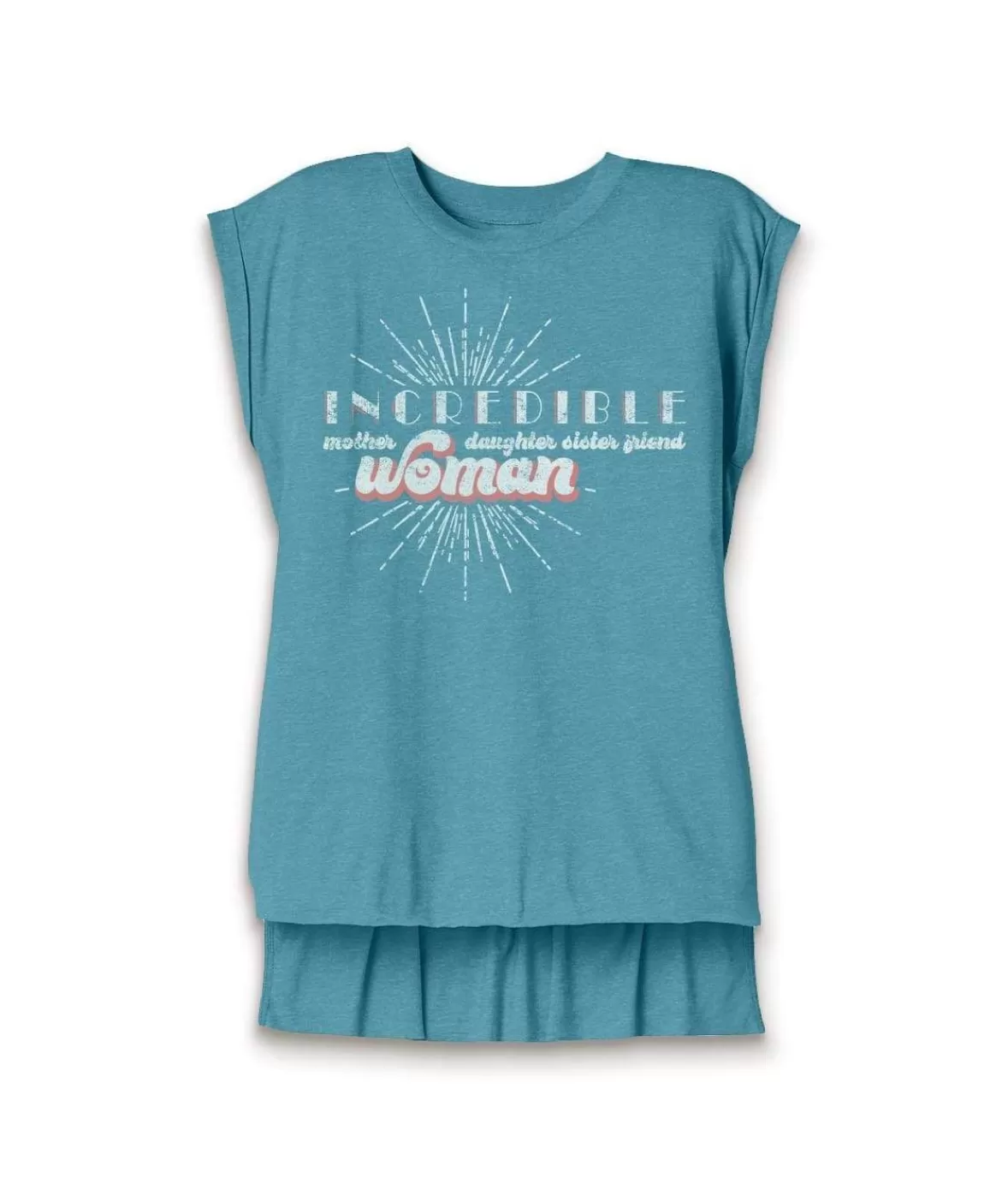 Women'S Ridiculously Soft Flowy Rolled Cuffs Graphic Muscle Tee | Incredible Woman | Nayked Apparel Discount