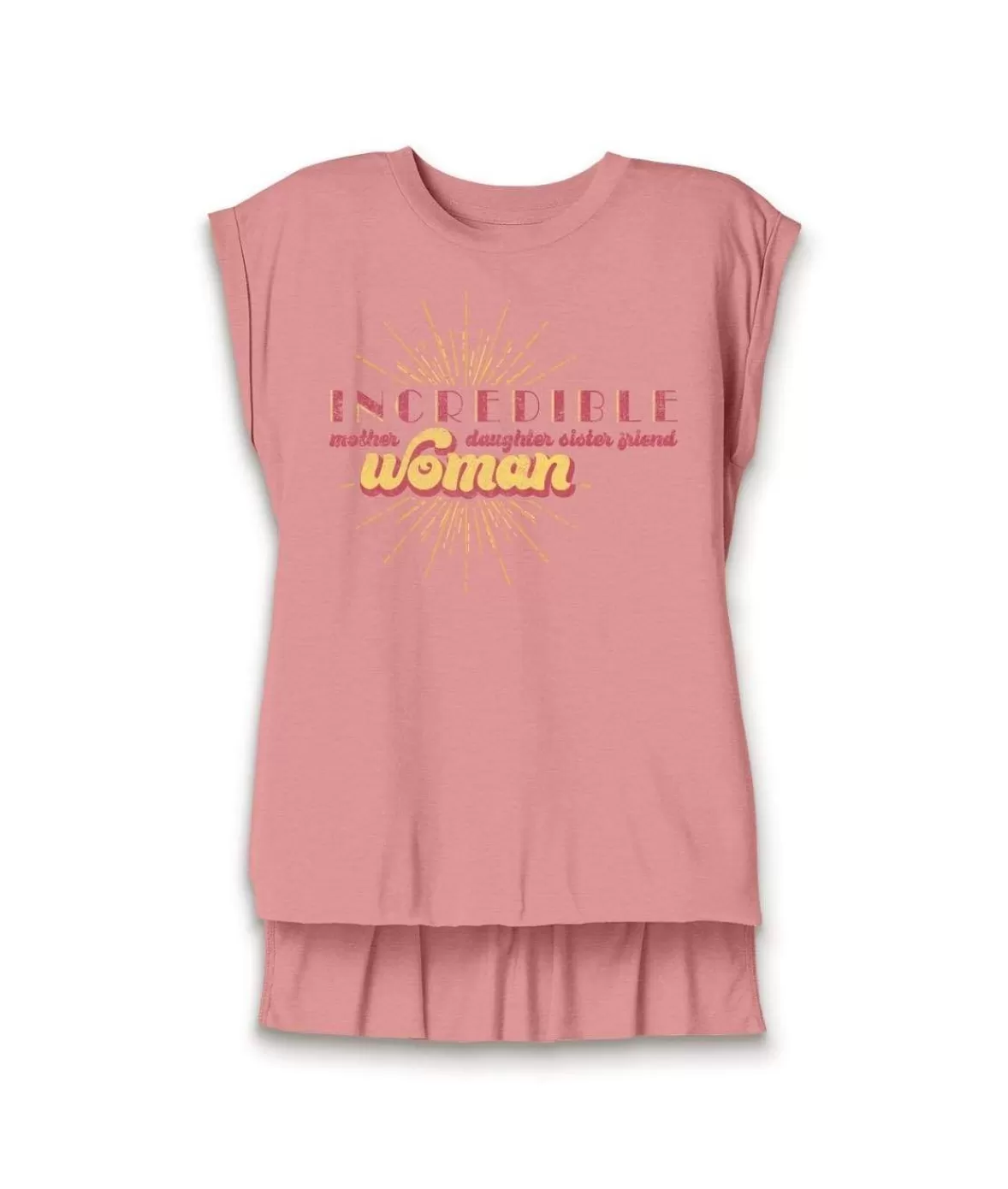 Women'S Ridiculously Soft Flowy Rolled Cuffs Graphic Muscle Tee | Incredible Woman | Nayked Apparel Discount