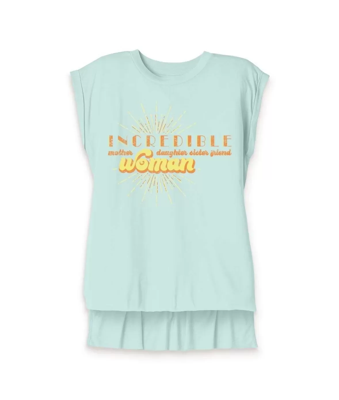 Women'S Ridiculously Soft Flowy Rolled Cuffs Graphic Muscle Tee | Incredible Woman | Nayked Apparel Discount
