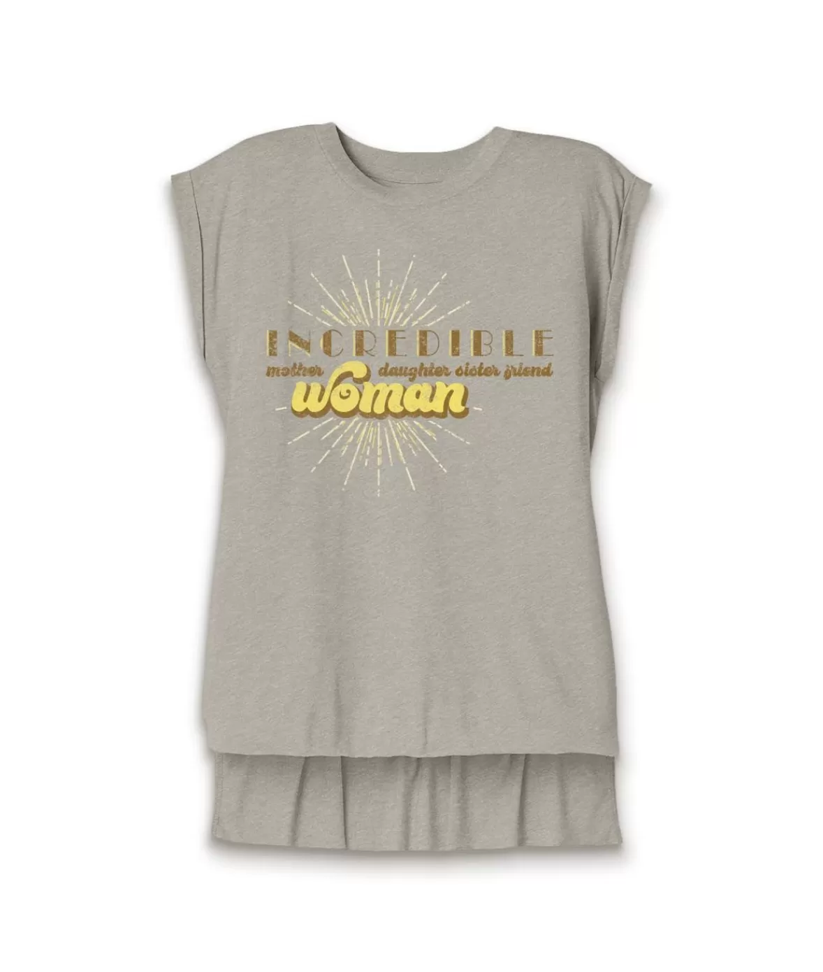 Women'S Ridiculously Soft Flowy Rolled Cuffs Graphic Muscle Tee | Incredible Woman | Nayked Apparel Discount