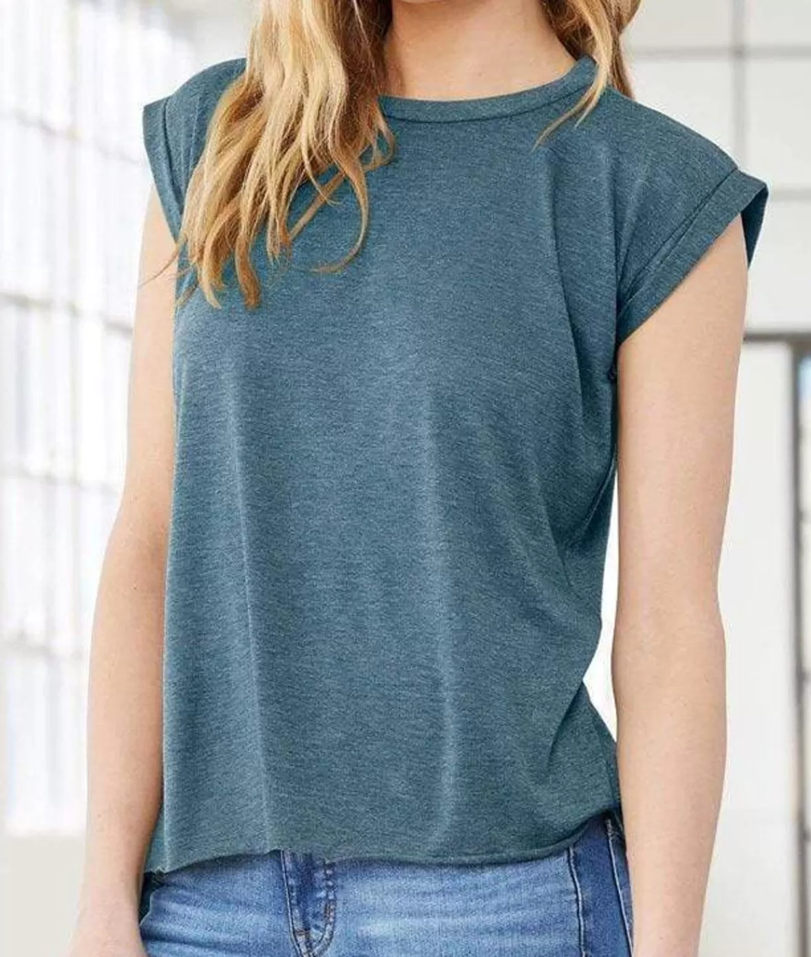 Women'S Ridiculously Soft Flowy Rolled Cuffs Muscle Tee | Nayked Apparel Online