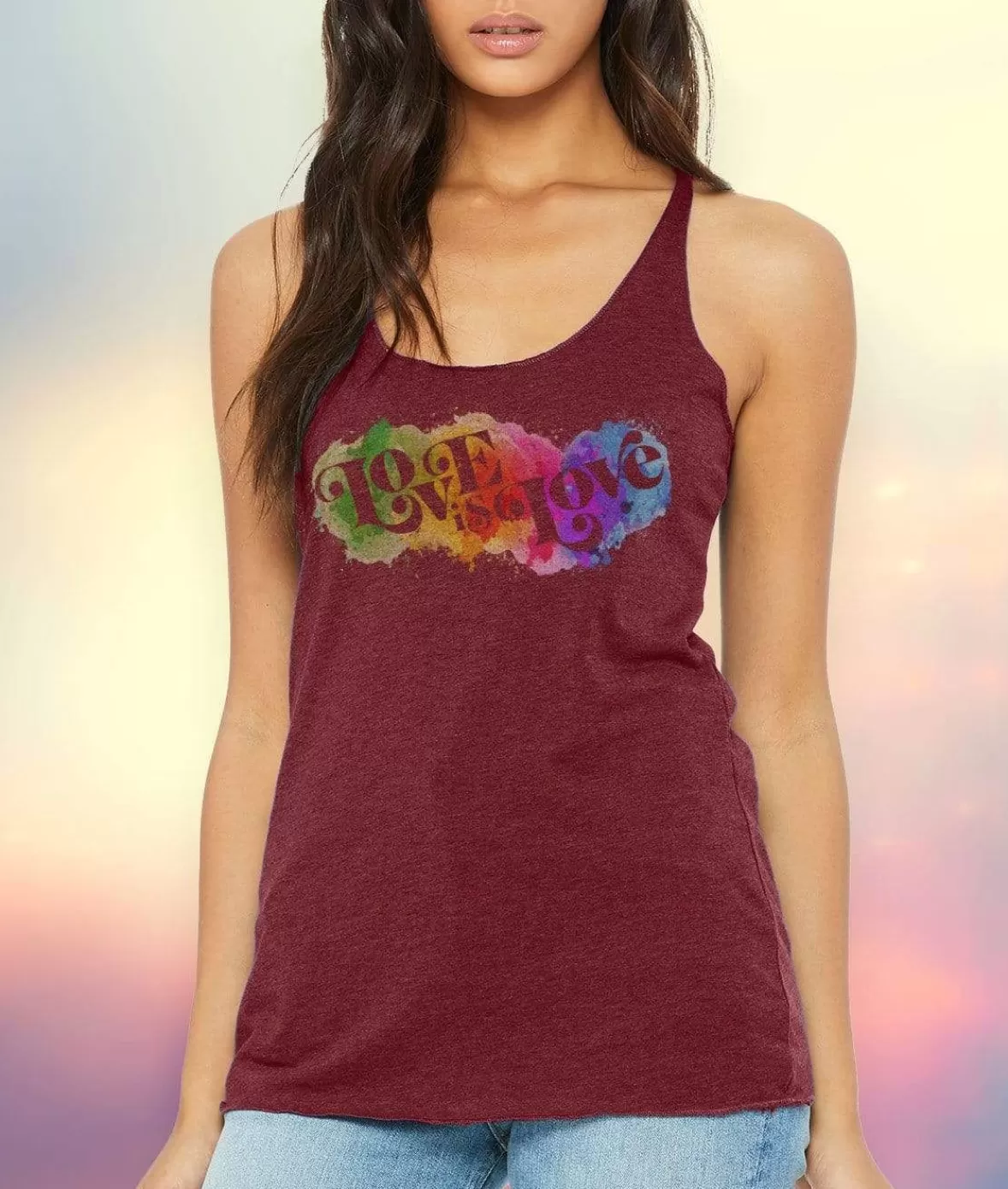 Women'S Ridiculously Soft Lightweight Graphic Racerback Tank | Love Is Love | Nayked Apparel Store
