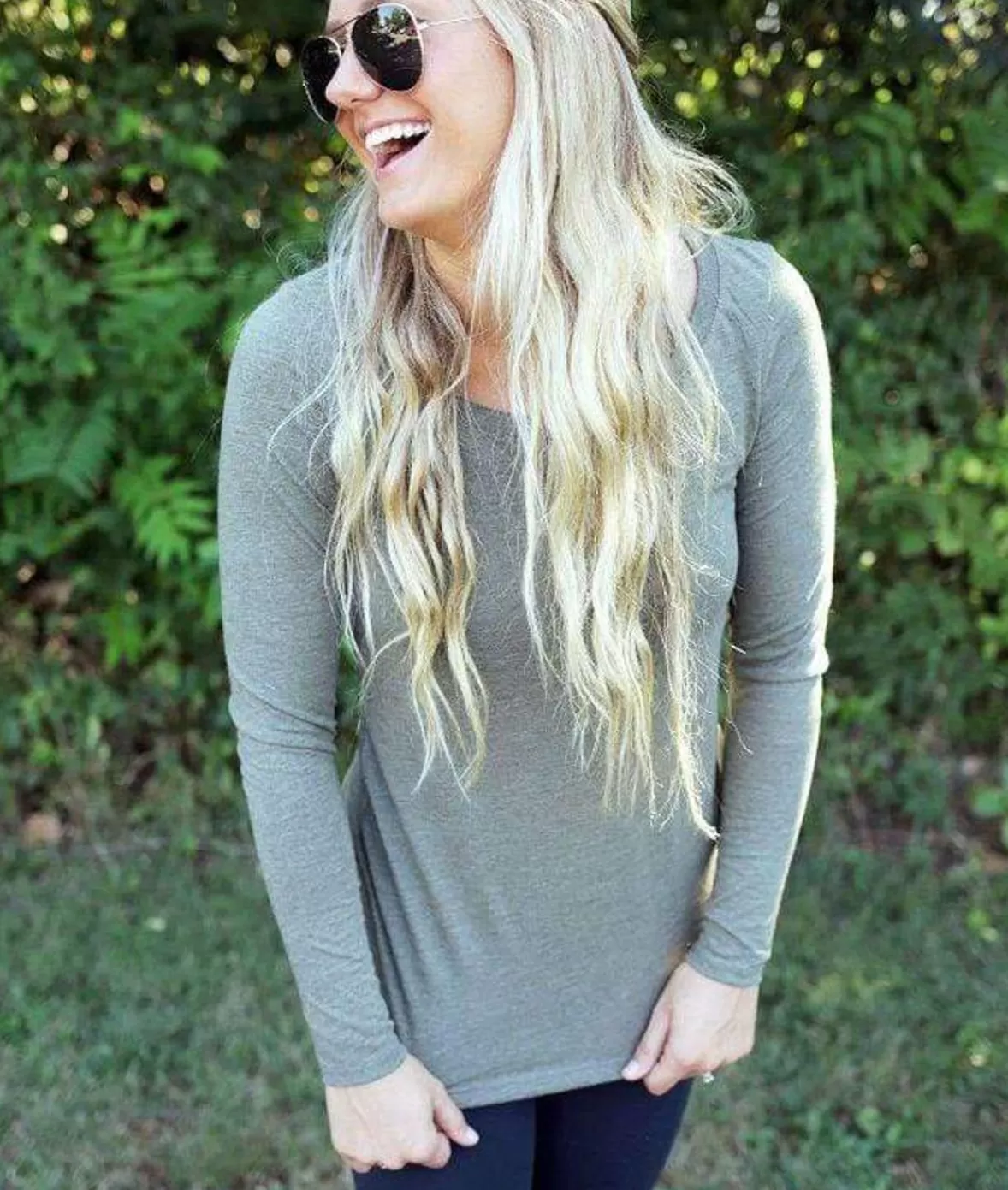 Women'S Ridiculously Soft Lightweight Long Sleeve Scoop-Neck T-Shirt | Nayked Apparel Cheap