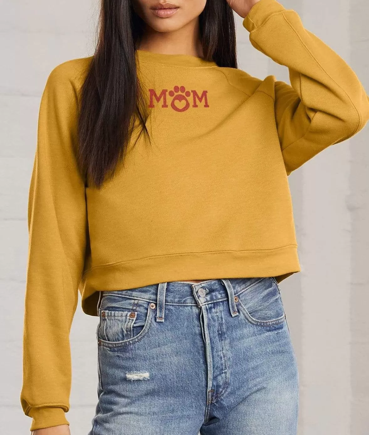 Women'S Ridiculously Soft Mid-Length Raglan Graphic Pullover | Mom Paw Print | Nayked Apparel Fashion
