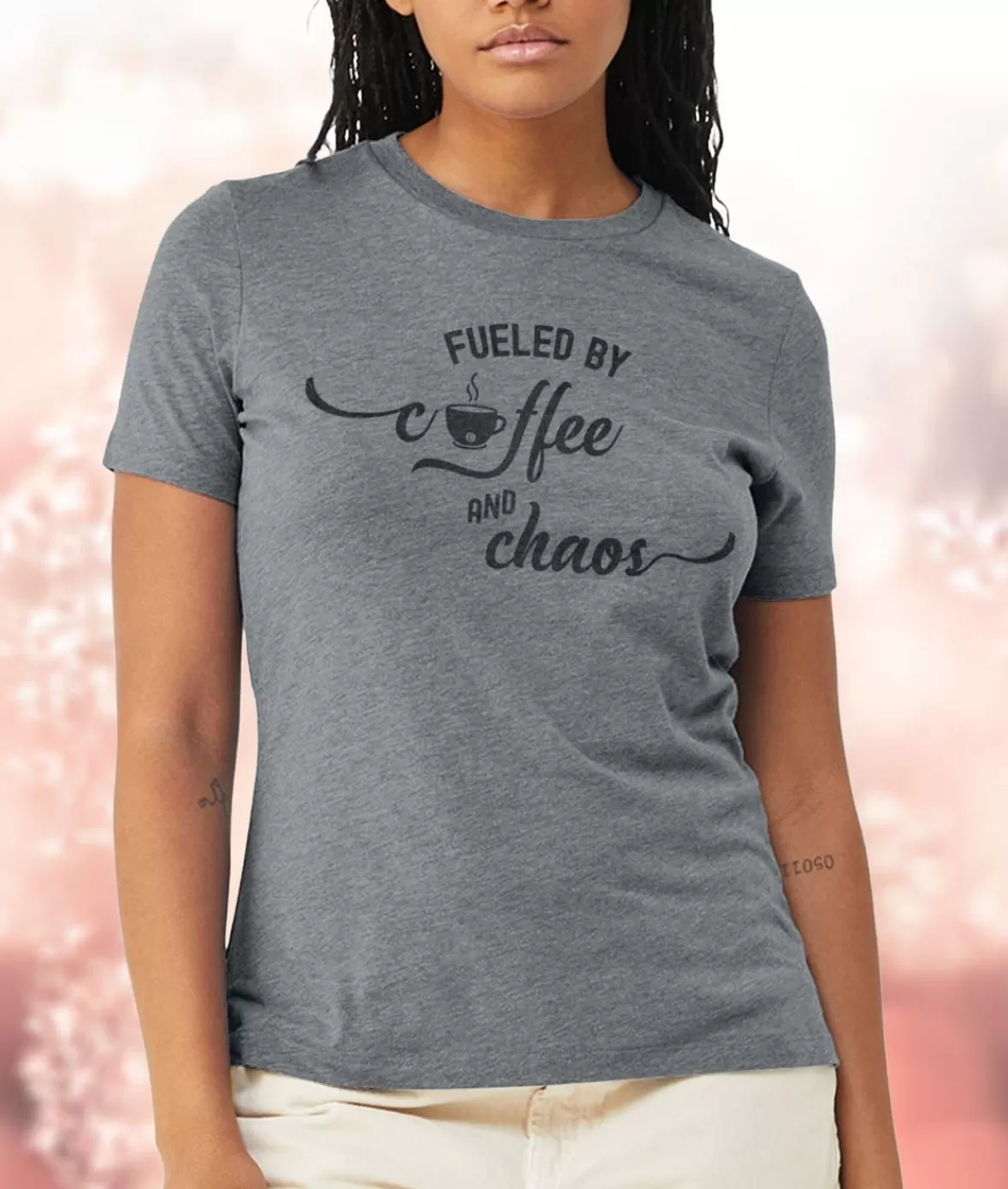 Women'S Ridiculously Soft Midweight Graphic Tee | Fueled By Coffee And Chaos | Nayked Apparel Hot