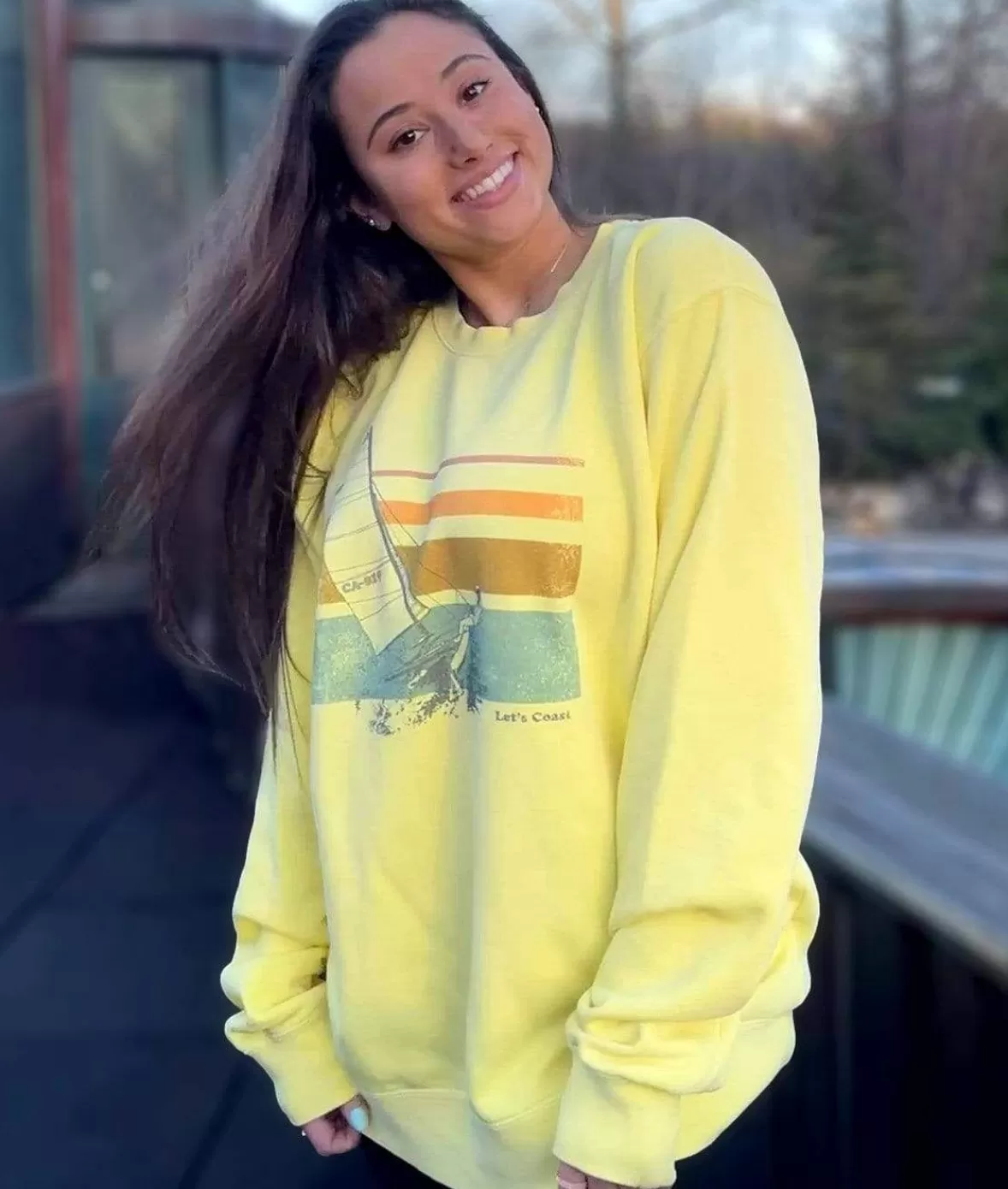 Women'S Ridiculously Soft Oversized Pigment-Dyed Graphic Sweatshirt | Sailboat | Nayked Apparel New