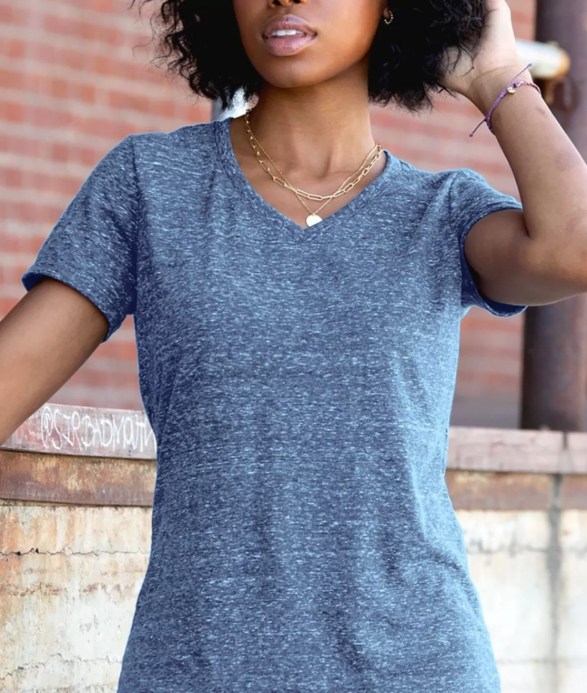 Women'S Ridiculously Soft Snow Heather V-Neck T-Shirt | Nayked Apparel Fashion