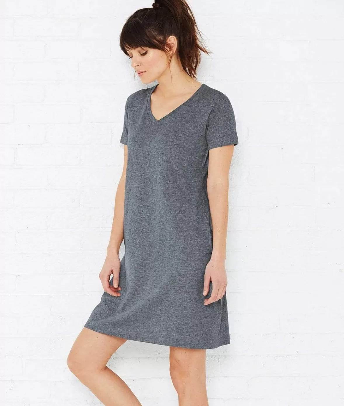 Women'S Ridiculously Soft V-Neck T-Shirt Dress | Nayked Apparel New