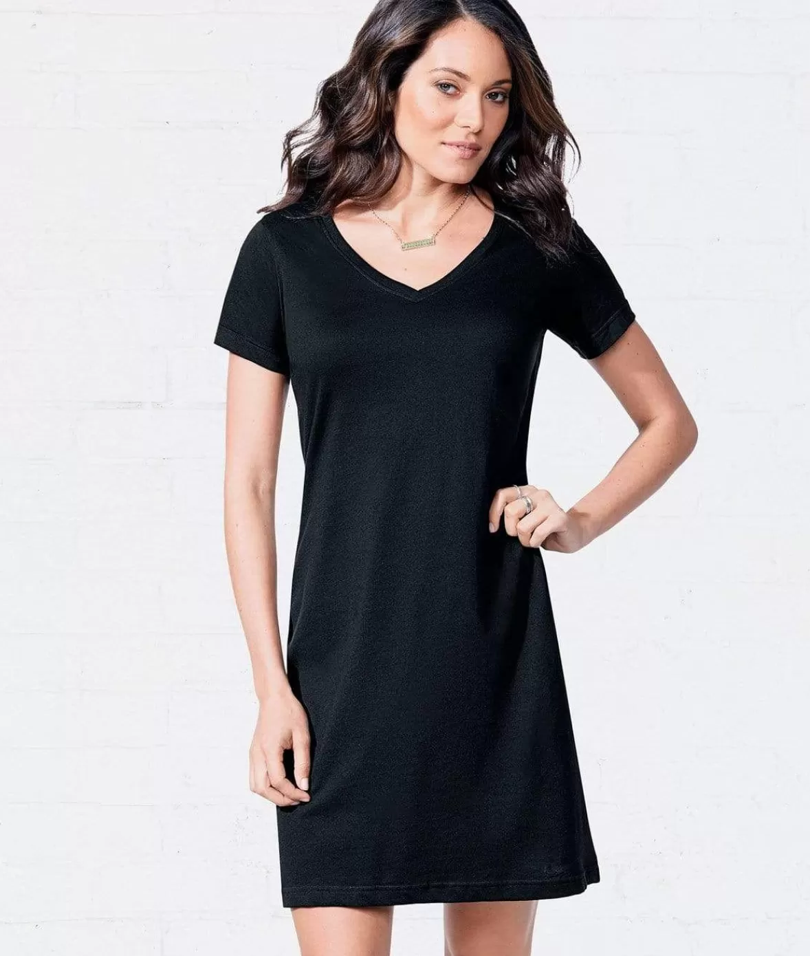 Women'S Ridiculously Soft V-Neck T-Shirt Dress | Nayked Apparel New