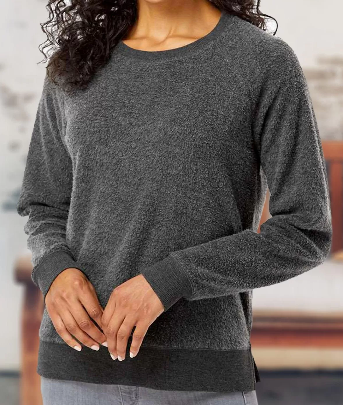 Women'S Snuggly Soft Reverse Fleece Sweatshirt | Nayked Apparel Hot