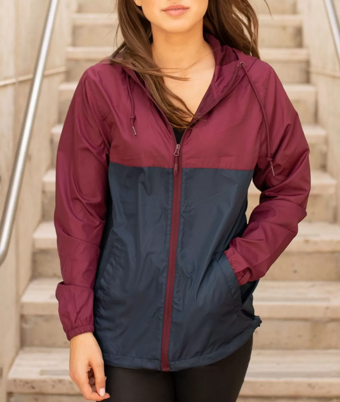 Women'S Soft Lightweight Oversized Full-Zip Windbreaker Jacket | Nayked Apparel Discount