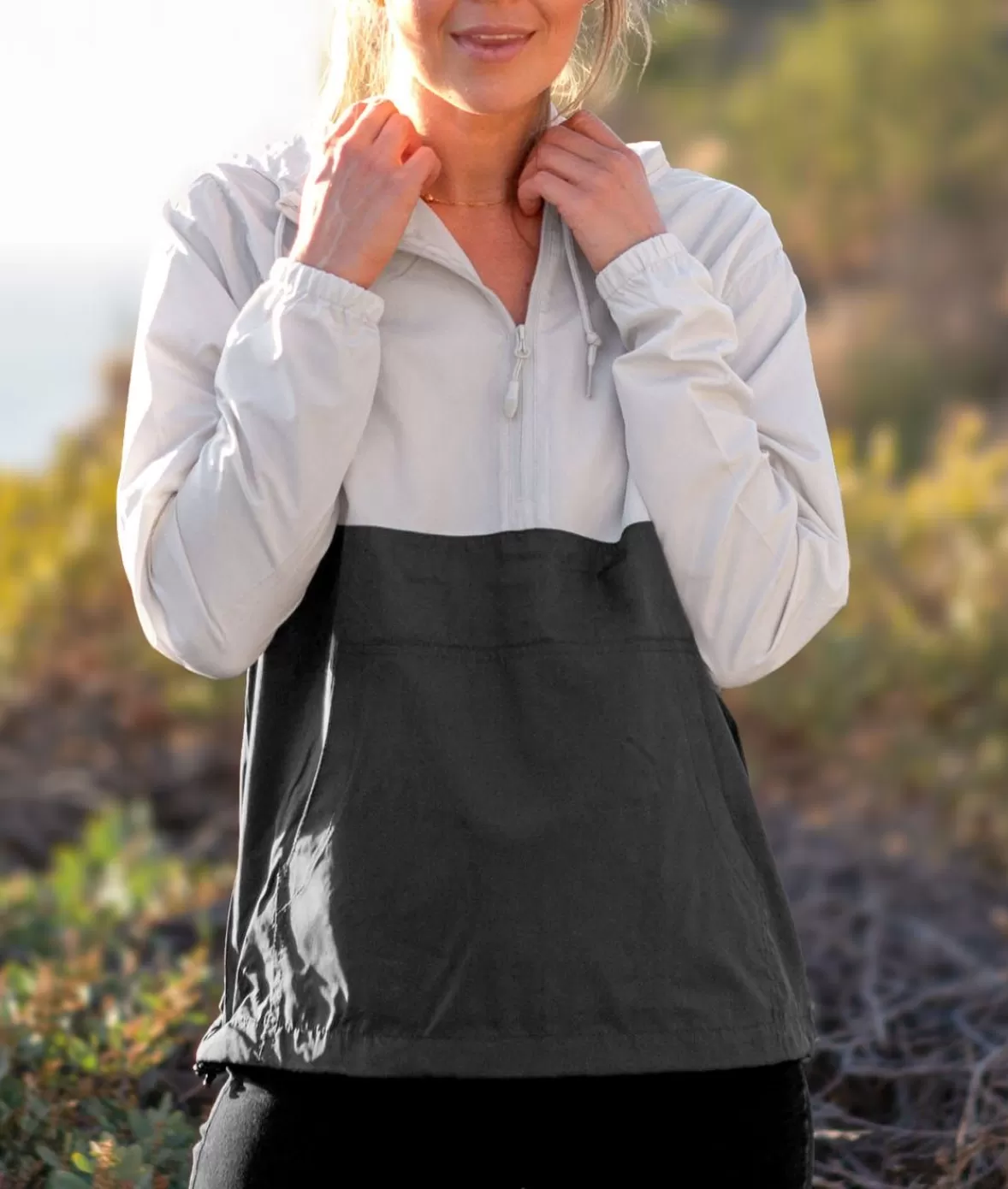 Women'S Soft Lightweight Oversized Half-Zip Pullover Windbreaker Anorak | Nayked Apparel Online