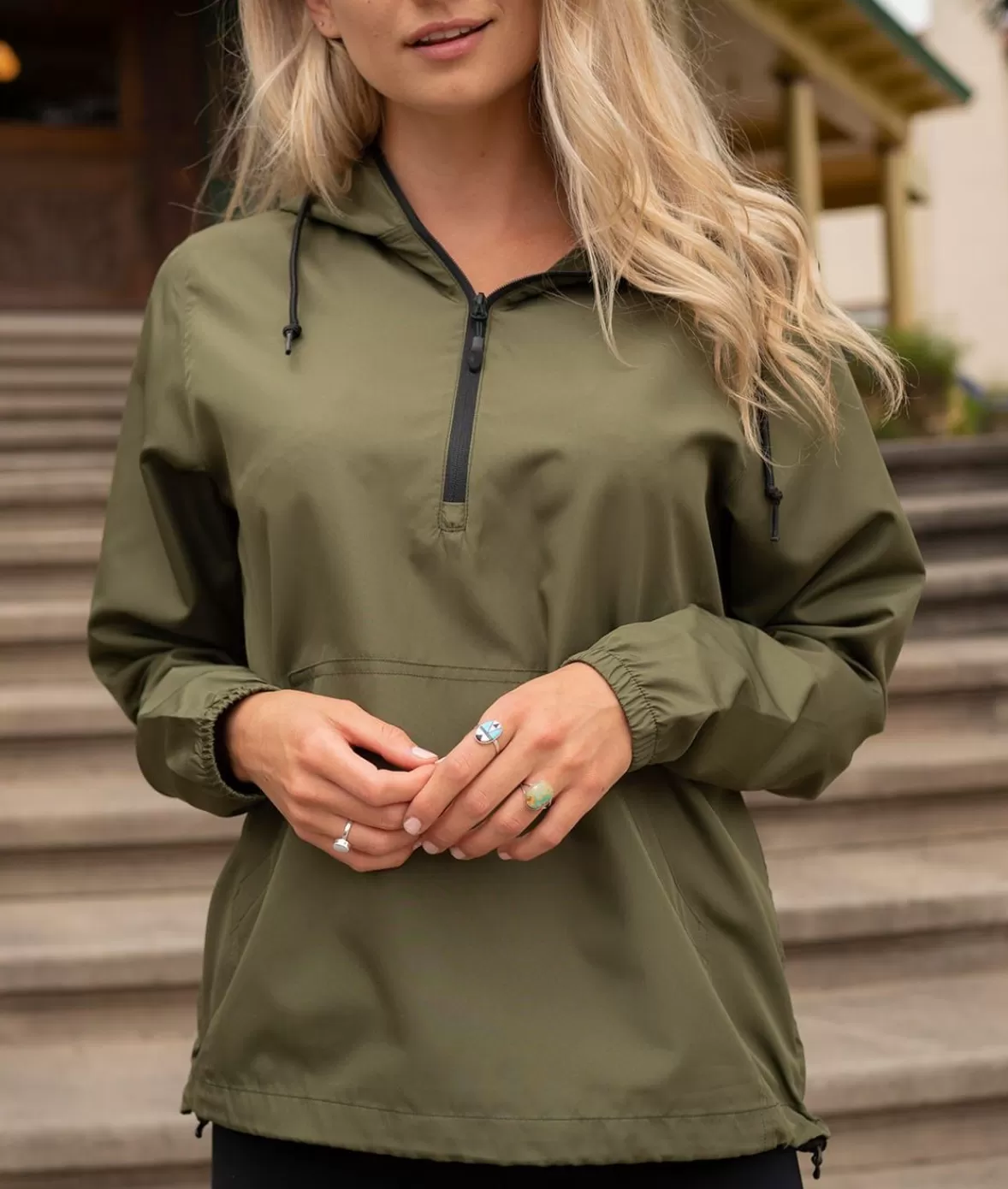 Women'S Soft Lightweight Oversized Half-Zip Pullover Windbreaker Anorak | Nayked Apparel Online