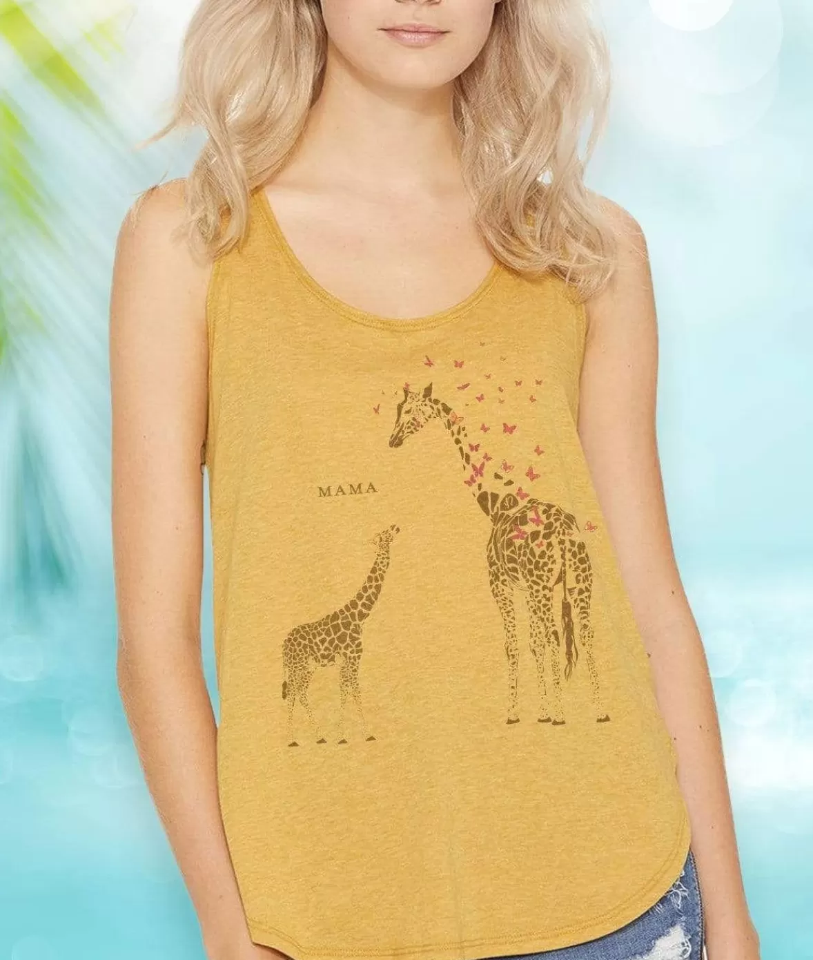 Women'S Split Side Graphic Tank | Mama Giraffe | Nayked Apparel Clearance